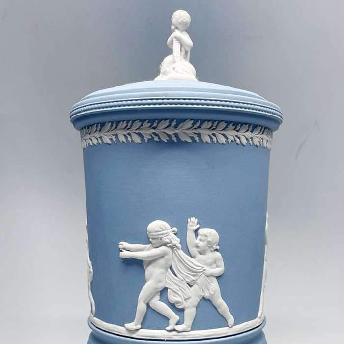 Wedgwood Blue Jasper Dip Vase and Cover 20th