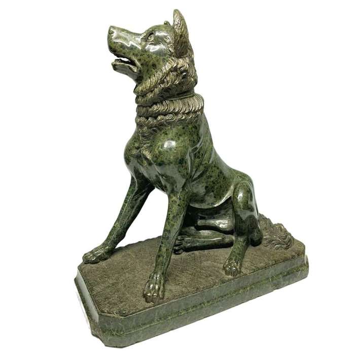 Italian 19th Century Grand Tour Serpentine Carving Of A Dog