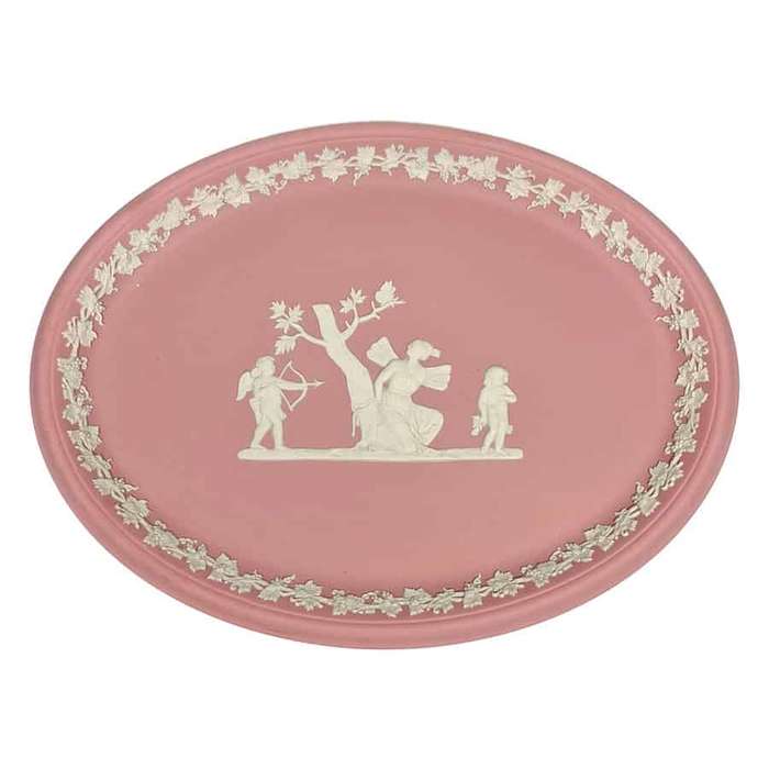 Wedgwood Pink Jasperware Angel Cherub Scene