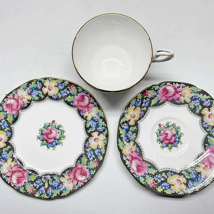 Paragon Gingham Rose Petit Point Trio
