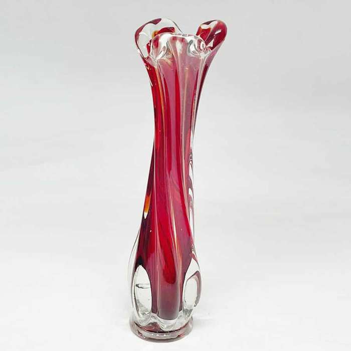 Murano Red Glass Bud Vase