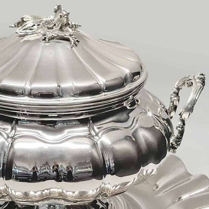 German Silver Soup Toureen With Fish Finial