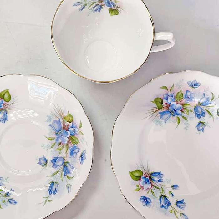 Royal Albert Blue Floral Tea Trio
