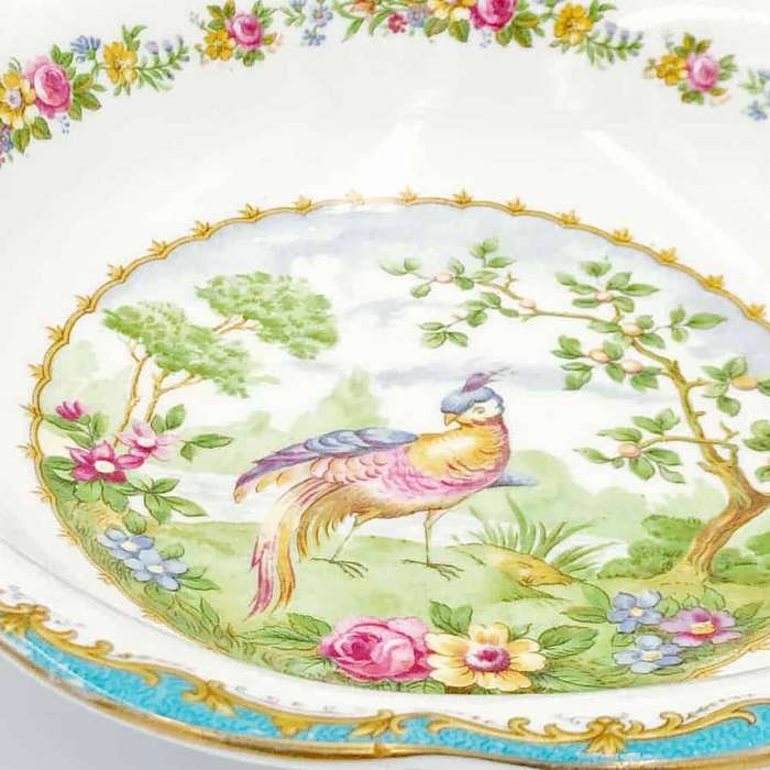 Royal Albert Chelsea Bird Pattern Turquoise Salad Bowl