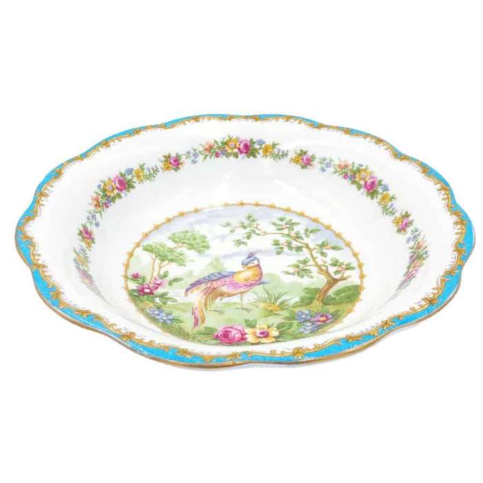 Royal Albert Chelsea Bird Pattern Turquoise Salad Bowl