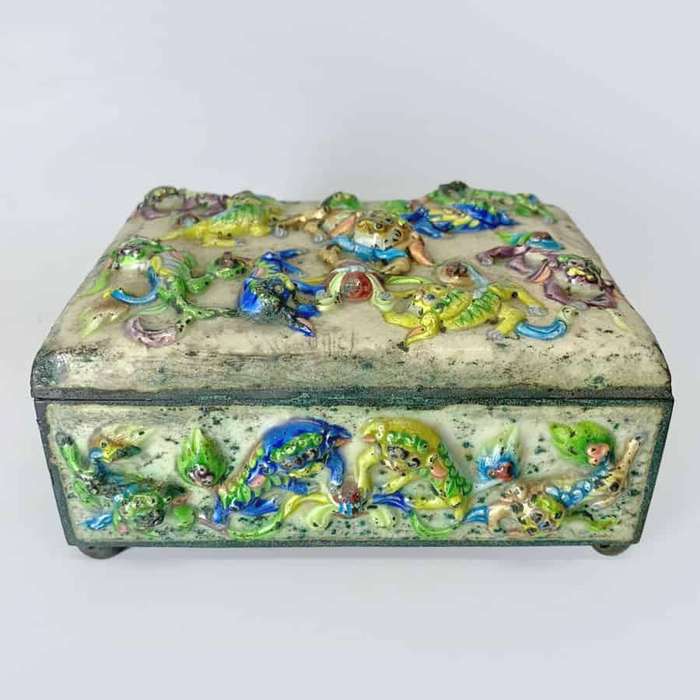 Antique Chinese Cloisonné Enamel Smokers Companion Set