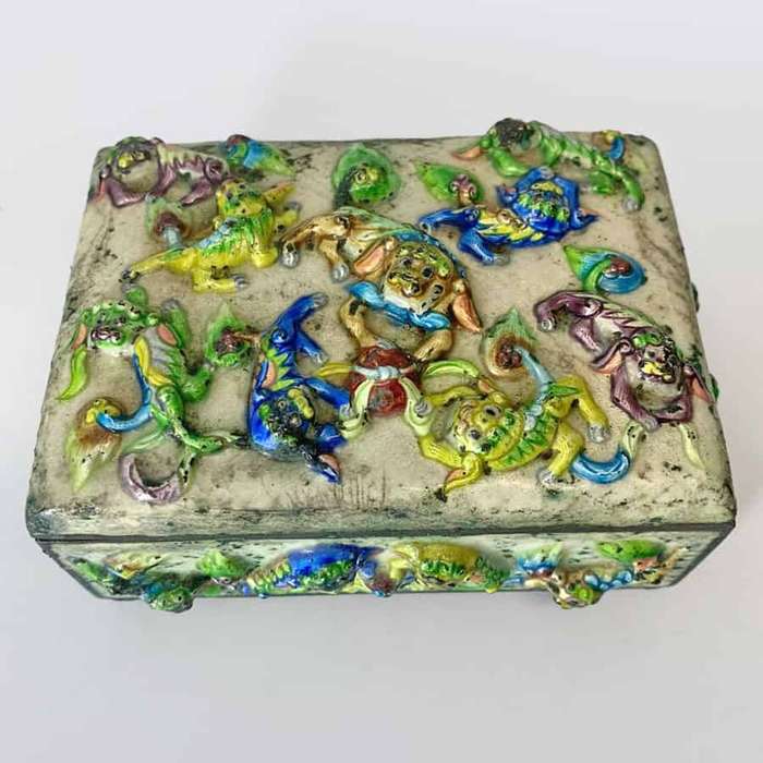 Antique Chinese Cloisonné Enamel Smokers Companion Set
