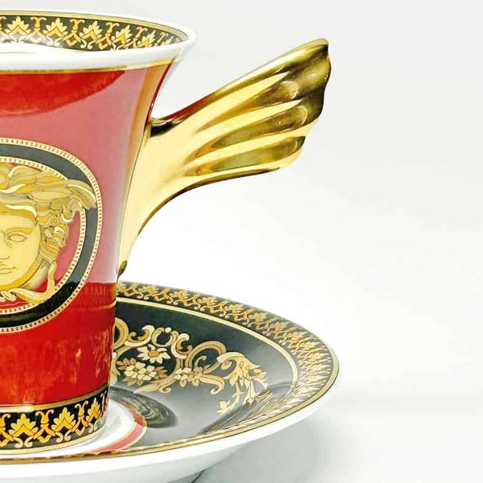 Rosenthal Versace Red Medusa Tea Cup and Saucer