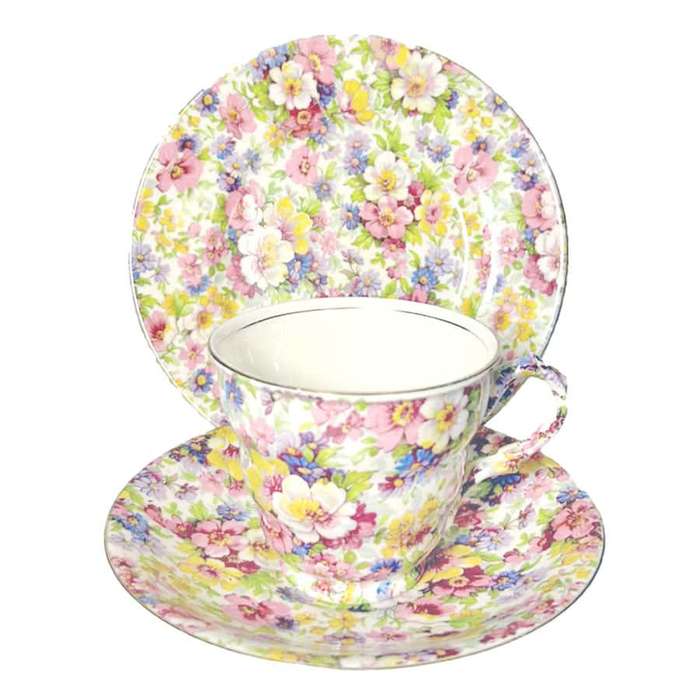 James Kent Du Barry Chintz Tea Trio C1930