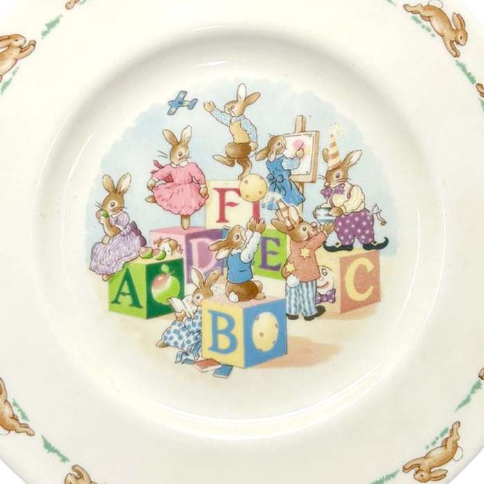 Royal Doulton Bunnykins Alphabet Blocks Christening Plate