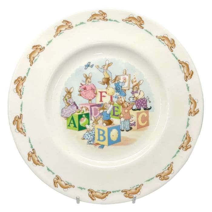 Royal Doulton Bunnykins Alphabet Blocks Christening Plate