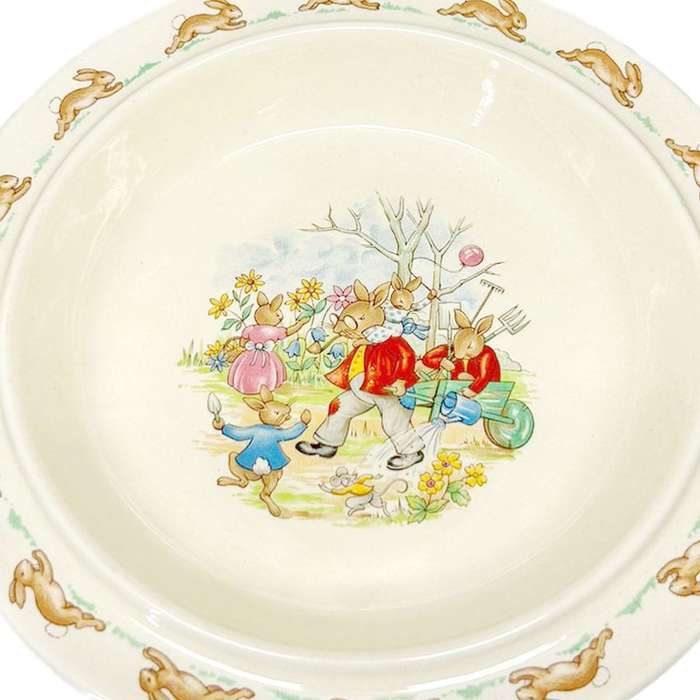 Royal Doulton Bunnykins Wheelbarrow Watering Cereal Bowl