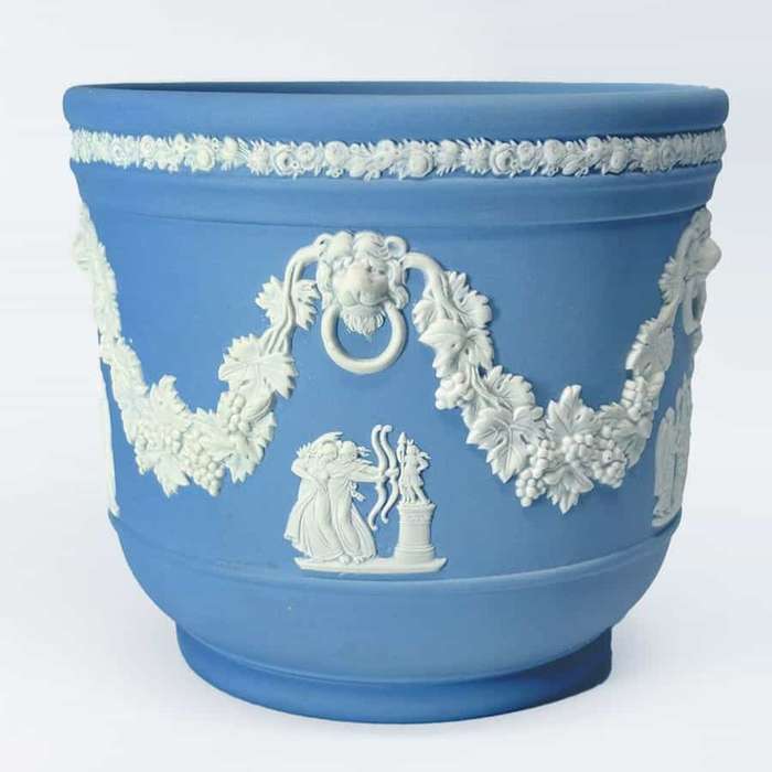 Wedgwood Blue Jasperware Grape Vine Maiden Jardinière