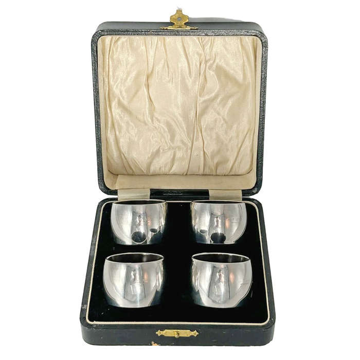Art Deco Boxed Set Of Four Silver Serviette Rings Birmingham 1931