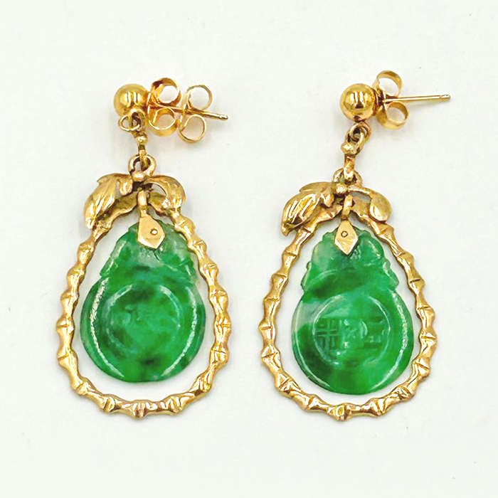 Jade 14 Carat Gold Earrings