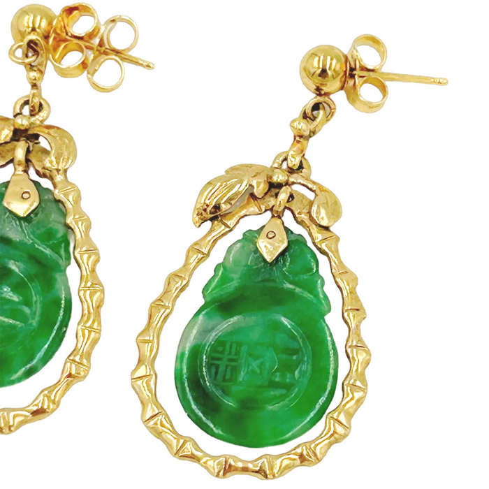 Jade 14 Carat Gold Earrings