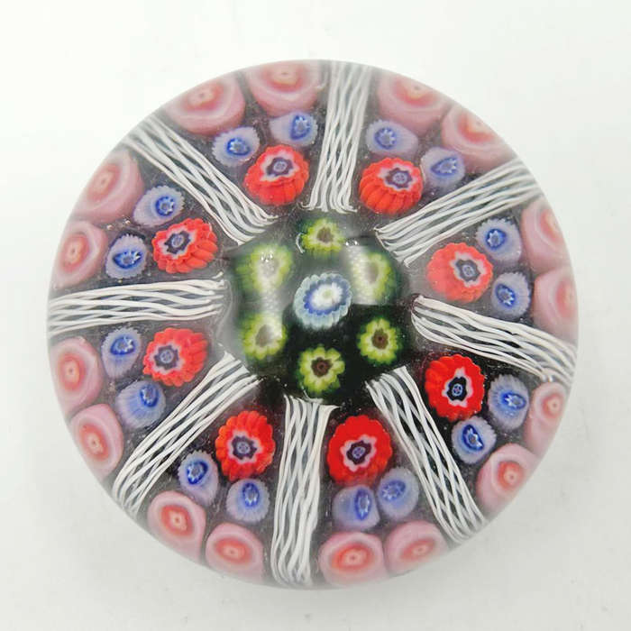 Strathern Glass Floral Millefiori Paperweight