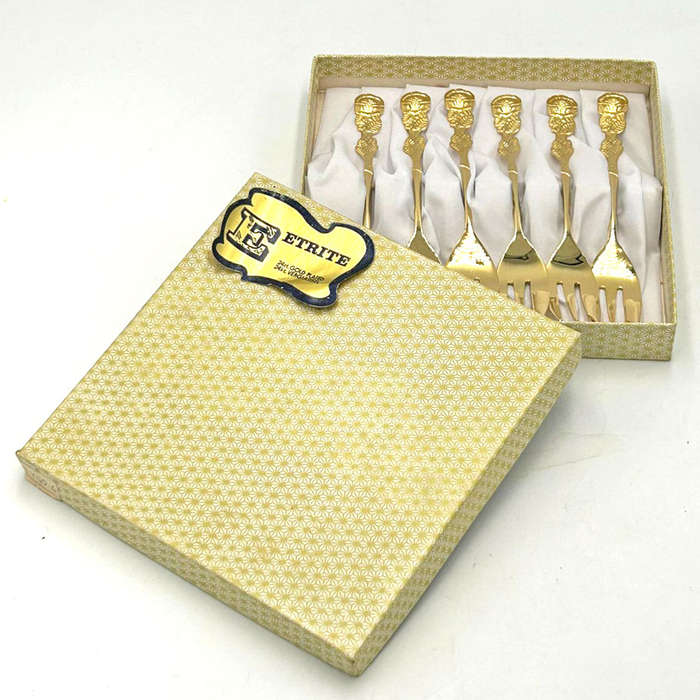 Eetrite 24ct Gold Plated Relief Rose Royal Albert Cake Forks