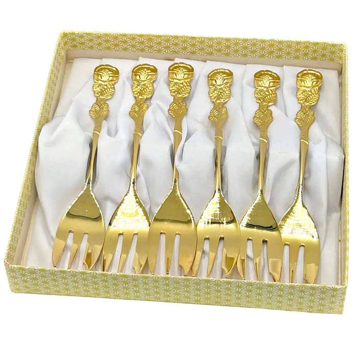 Eetrite 24ct Gold Plated Relief Rose Royal Albert Cake Forks