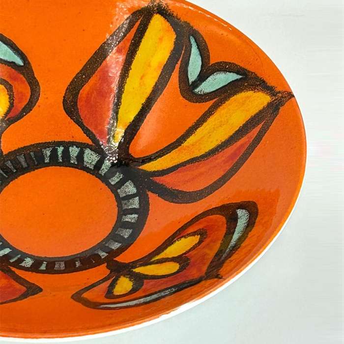 Poole Studio Pottery Orange Floral Bowl  C1970