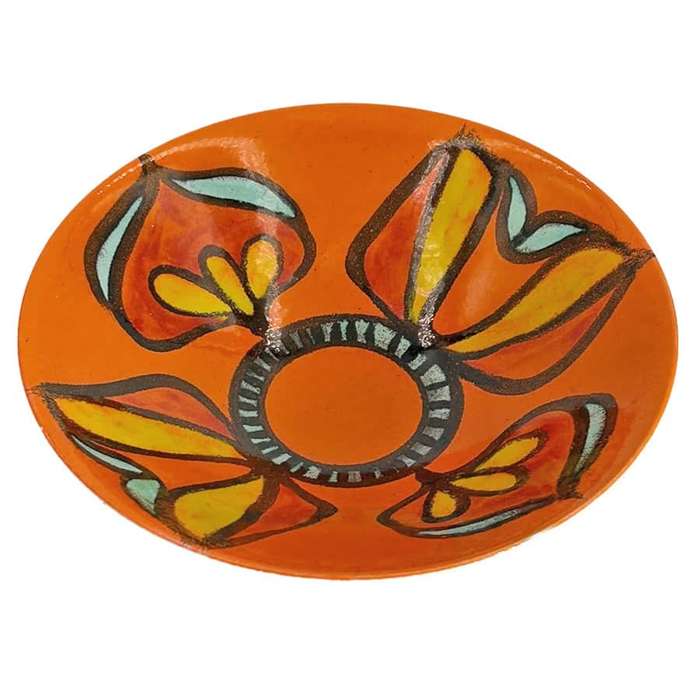 Poole Studio Pottery Orange Floral Bowl  C1970
