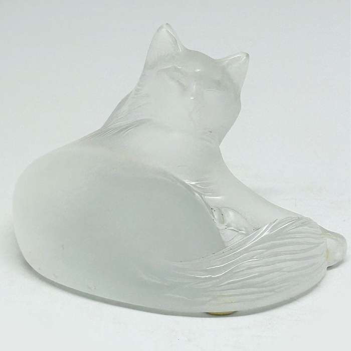 Lalique Crystal Cat Lying Down Boxed C1980