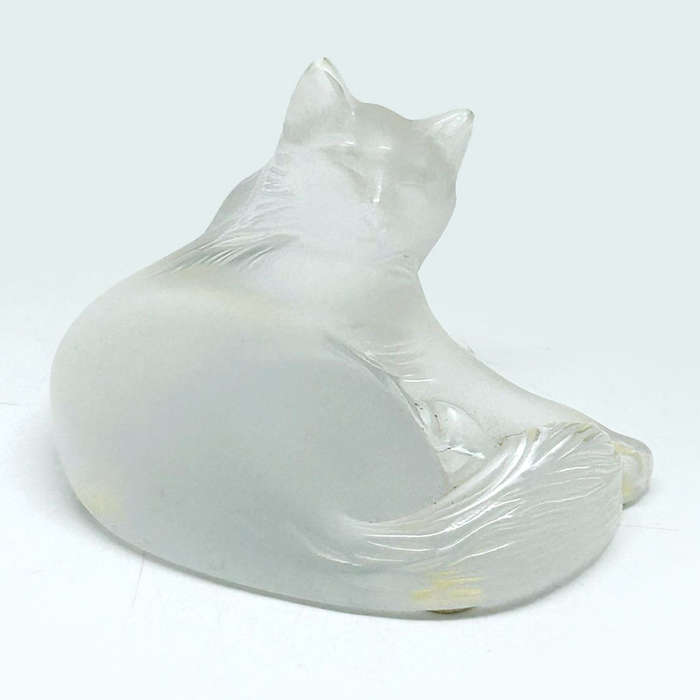 Lalique Crystal Cat Lying Down Boxed C1980