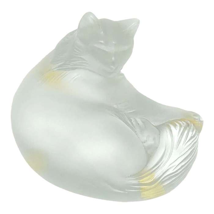 Lalique Crystal Cat Lying Down Boxed C1980
