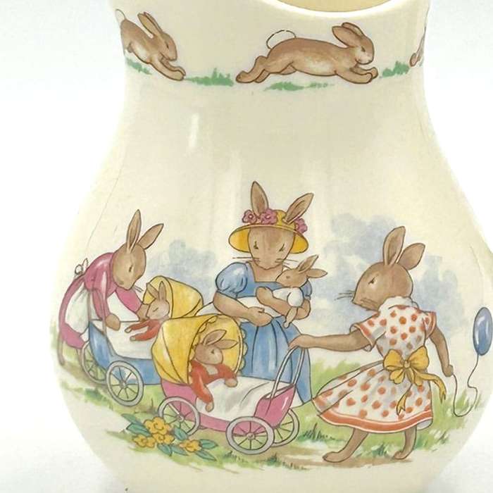 Royal Doulton Christening Bunnykins Milk Jug  Babies In Strollers