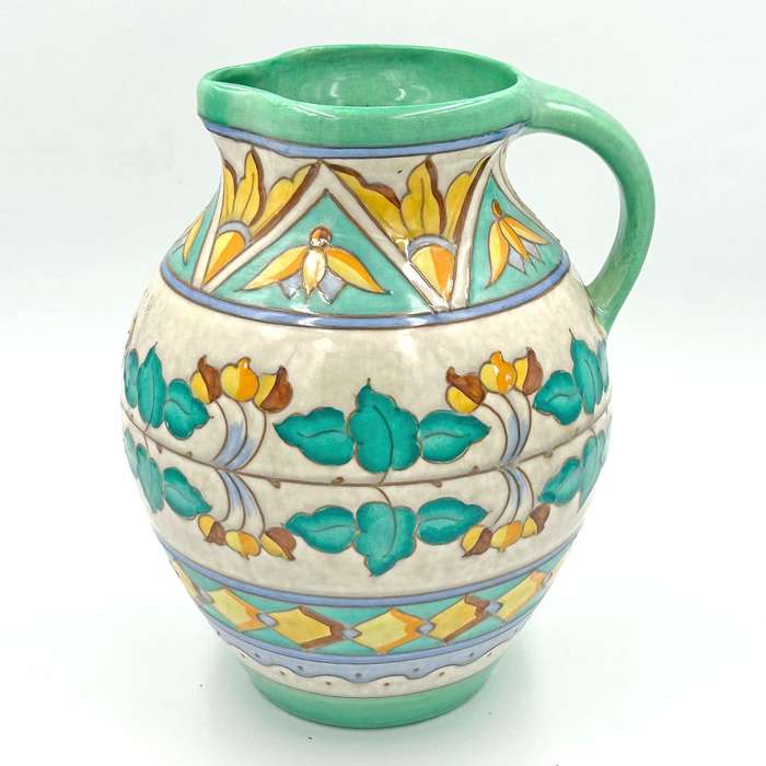 Charlotte Rhead Bursleyware Green Banded Jug C1930