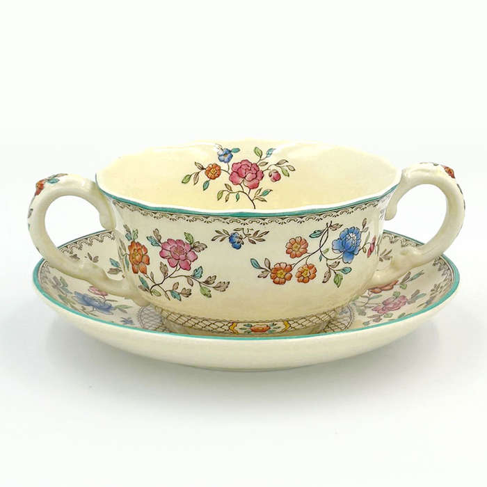 Copeland Spode Royal Jasmine Soup Coupe and Saucer