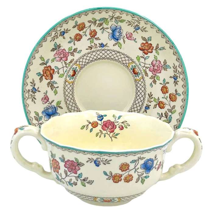 Copeland Spode Royal Jasmine Soup Coupe and Saucer