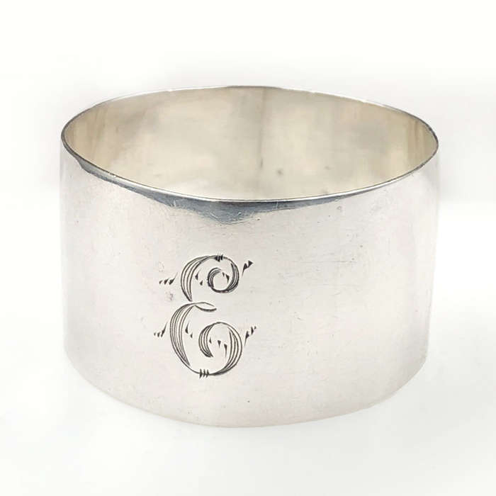 Sterling Silver Serviette Ring Monogramed  E