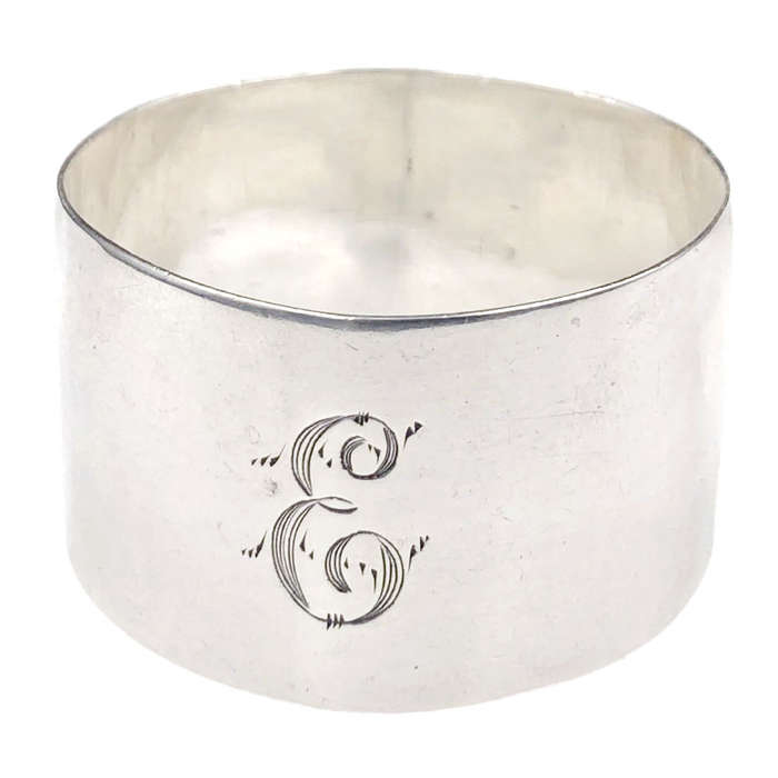 Sterling Silver Serviette Ring Monogramed  E