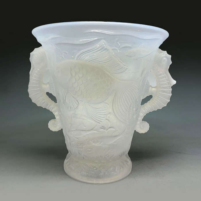Art Deco Aquarium Art Glass Barolac Vase by Josef Inwald C1930