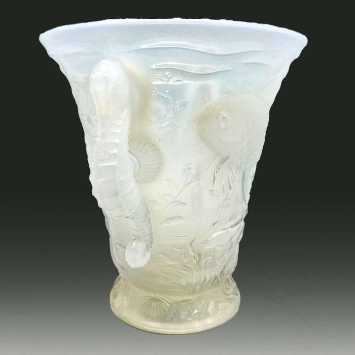 Art Deco Aquarium Art Glass Barolac Vase by Josef Inwald C1930