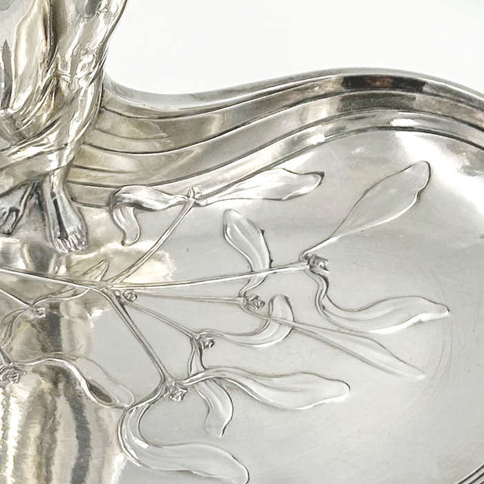 WMF Silvered Art Nouveau Maiden Card Tray C1910