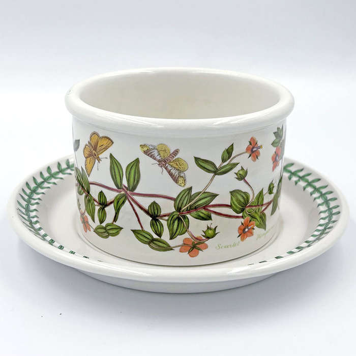 Portmeirion Botanic Garden Serving Bowl On Stand Scarlet Pimpernel