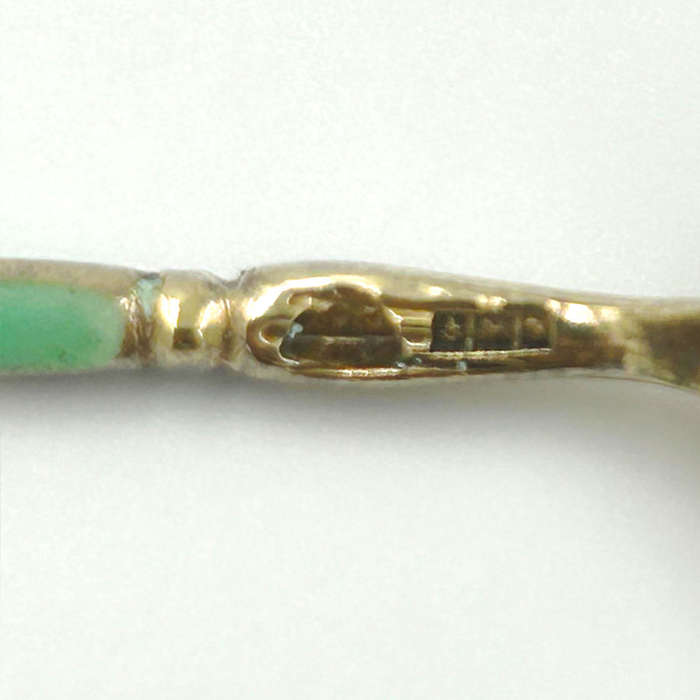 Hallmarked Silver Gilt Enamel Coffee Spoons Birmingham 1937