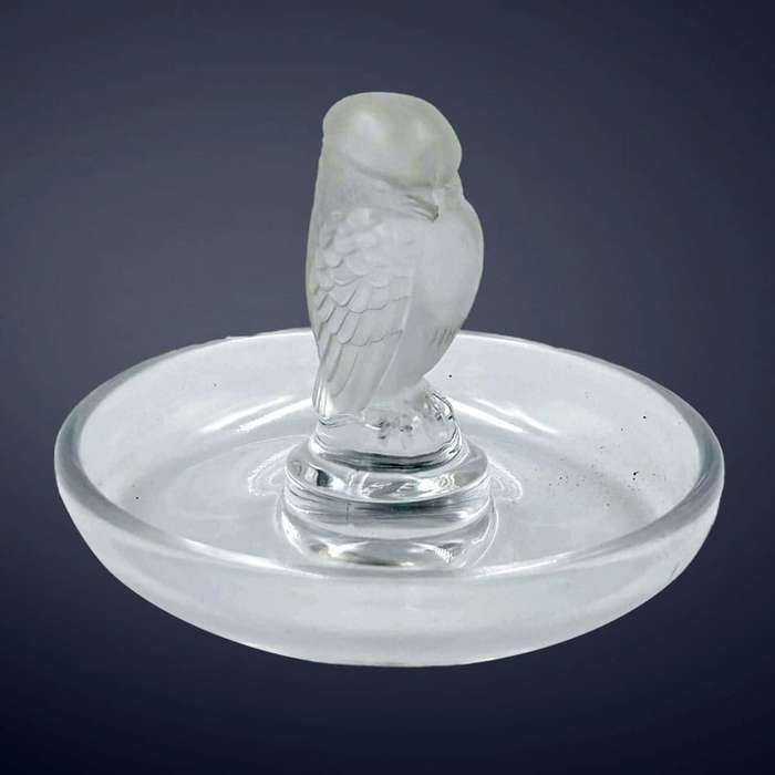 Lalique Frosted Glass Rapace Ring Tray
