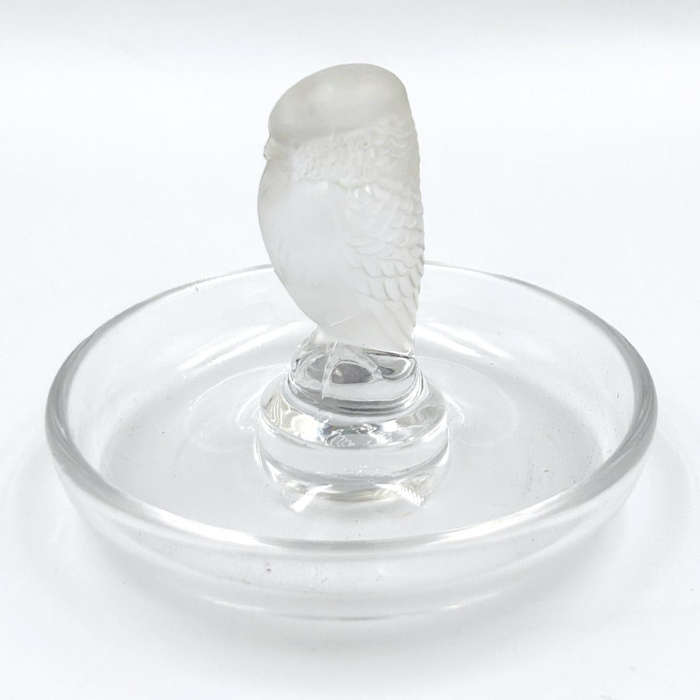 Lalique Frosted Glass Rapace Ring Tray