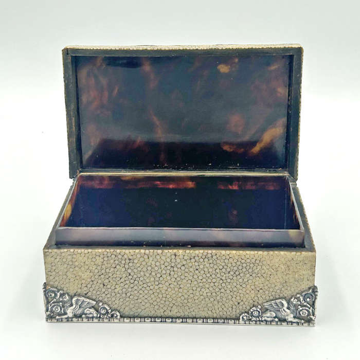 German Silver Mounted Shagreen Hinged Box Berthold Muller