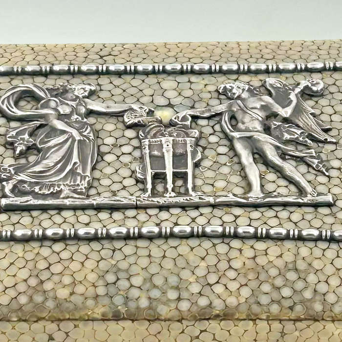 German Silver Mounted Shagreen Hinged Box Berthold Muller
