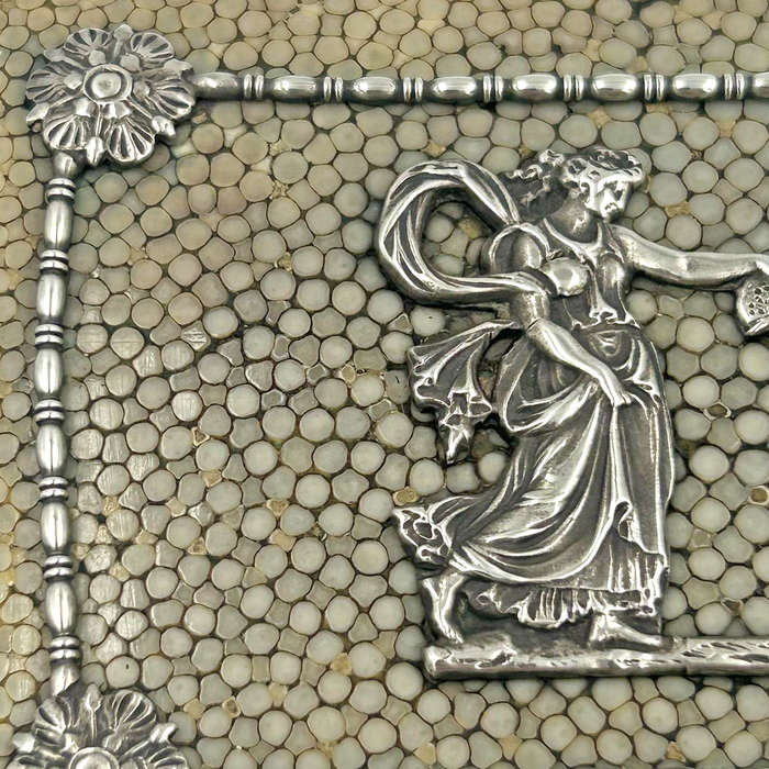 German Silver Mounted Shagreen Hinged Box Berthold Muller