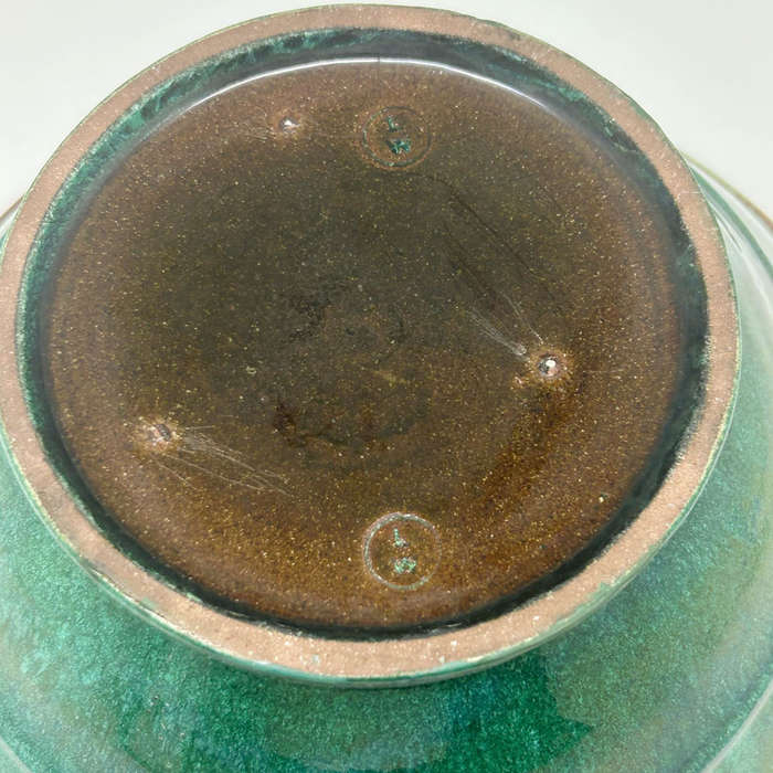 Linnware Green Glaze Stepped Pottery Vase