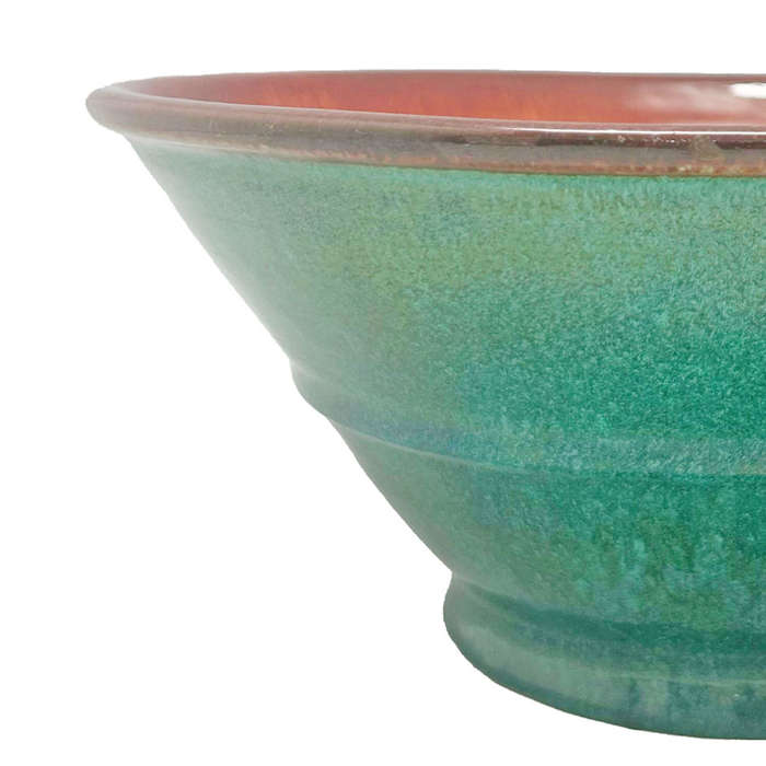 Linnware Green Glaze Stepped Pottery Vase