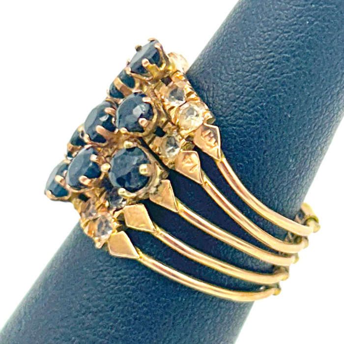 9ct Gold Gypsy Ring Garnet and White Sapphire