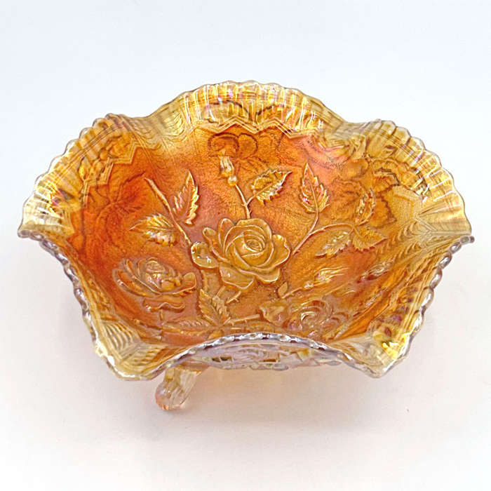 Imperial Iridescent Carnival Glass Open Rose Bowl C1920