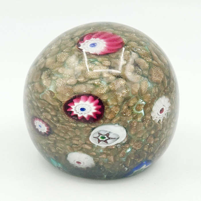 Murano Millefiori Art Glass Paperweight Toso 20th