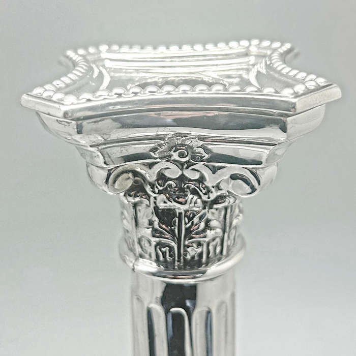 Hallmarked Silver Pair Candlesticks Birmingham 1902